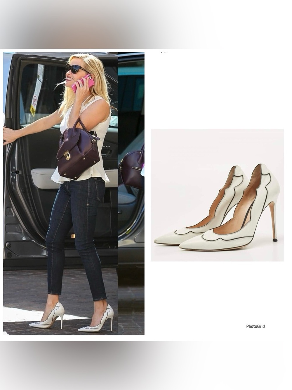GIANVITO ROSSI Lucille White Scalloped Leather Pointed Toe Pumps Heels Size 38 - Picture 2 of 16
